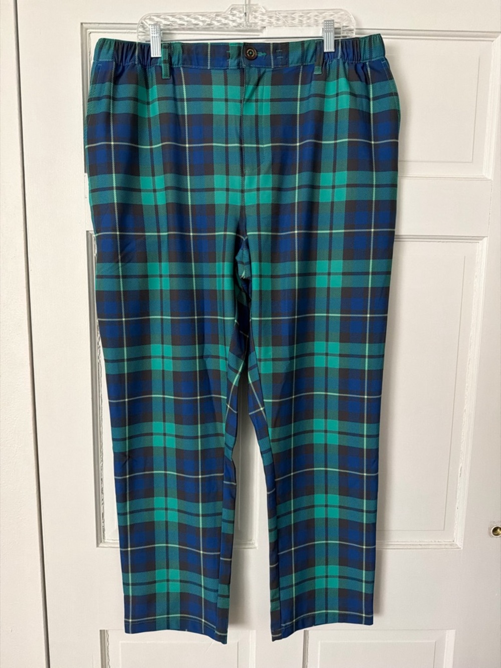 Chubbies Plaid Everywear Performance Golf Pants Green and Blue